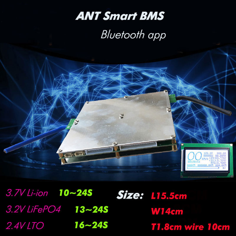 8S- 24S DIY Lifepo4 li-ion ANT smart bms pcm with android Bluetooth app smart bms with software (APP) monitor 