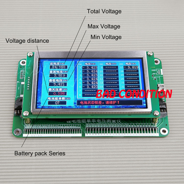 2S-24S smart signal/balance wires connection test Led board for battery pack connection