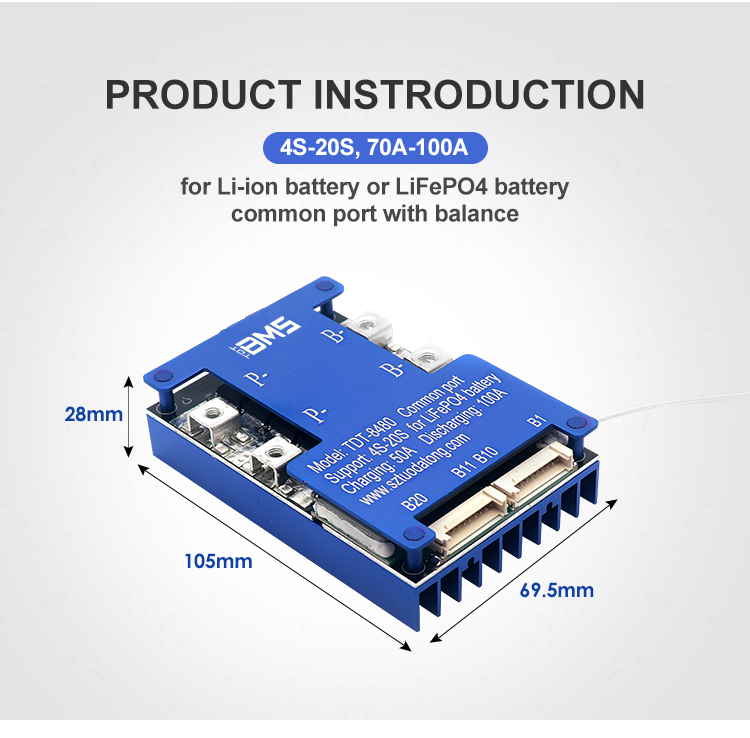4S-20S 70A 100A LiFePO4 Li-ion bms pcm BMS  Battery Management System(BMS) 120A High Current With Charge Discharge Protection For Inverter Solar Car 