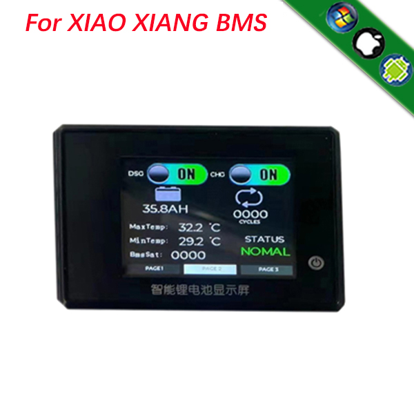 2.95 Inch XiaoXiang LiFePO4 Li-ion Smart bms pcm LCD screen for motorcycle bluetooth app UART bms wi software (APP) monitor  