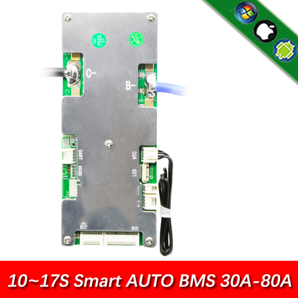 10S-17S 30A 40A 60A 80A Auto Identification smart bms pcm with android Bluetooth app UART bms wi software (APP) monitor   