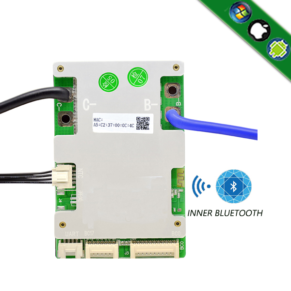 10S-17S 40A 50A 60A 80A Auto Identification smart bms pcm with android Bluetooth app UART bms wi software (APP) monitor    