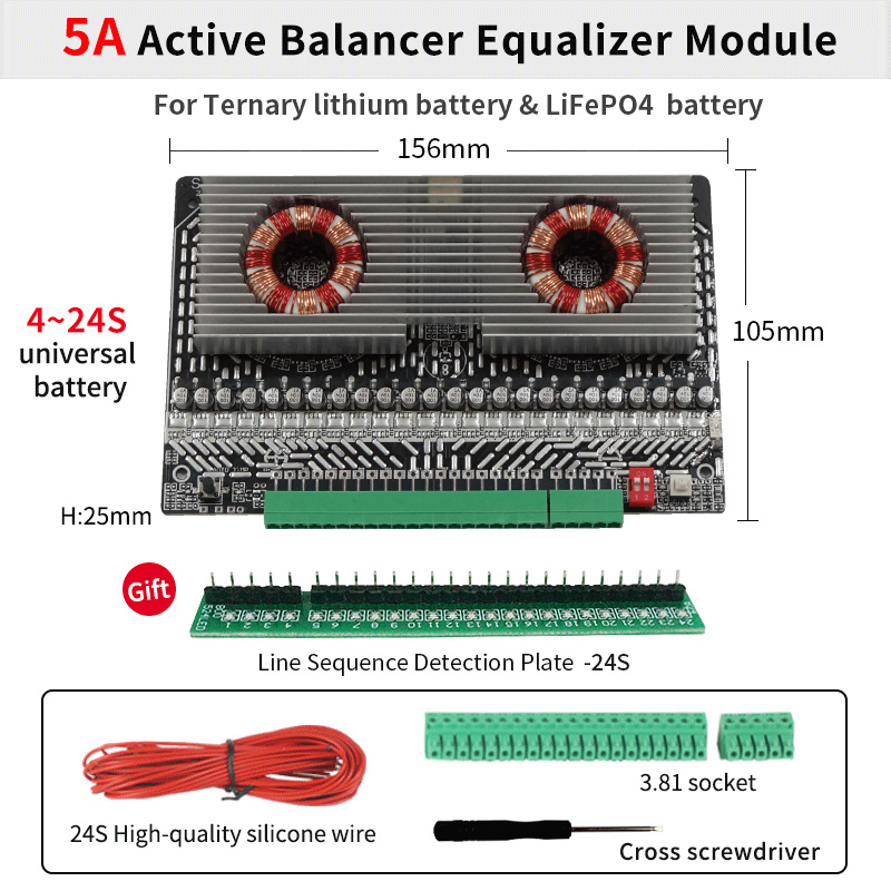 Lithium Battery Balancer 1S 4S 6S 5A Active Balancer Equalizer BMS For  LiFePO4